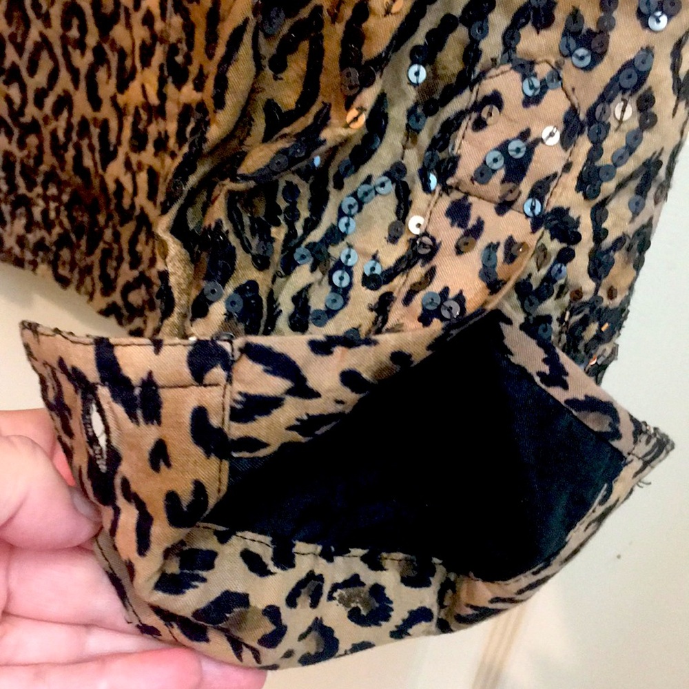 NWOT Leopard Print Sequin Jacket - Picture 8 of 10